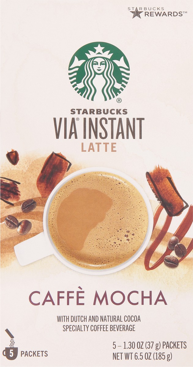 slide 3 of 13, Starbucks VIA Instant Coffee—Caffè Mocha Latte Flavored Coffee—100% Arabica—1 box (5 packets) - 6.5 oz, 6.5 oz