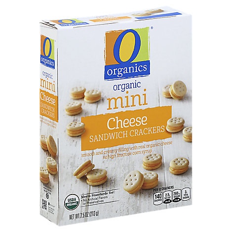 slide 1 of 1, O Organics Organic Sandwich Crackers Mini Cheese Box, 7.5 oz