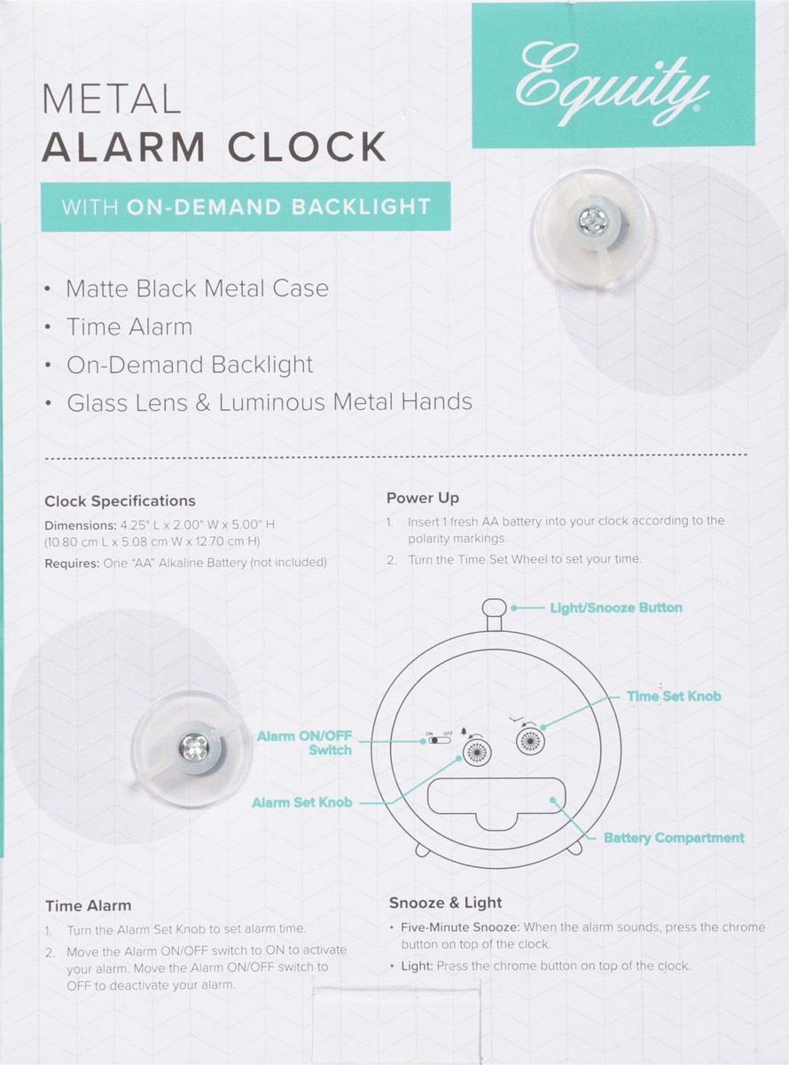 slide 5 of 12, Equity Analog Metal Alarm Clock, 1 ct
