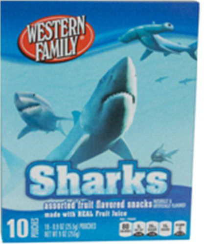 slide 1 of 1, Western Family Shark Fruit Snacks, 10 ct