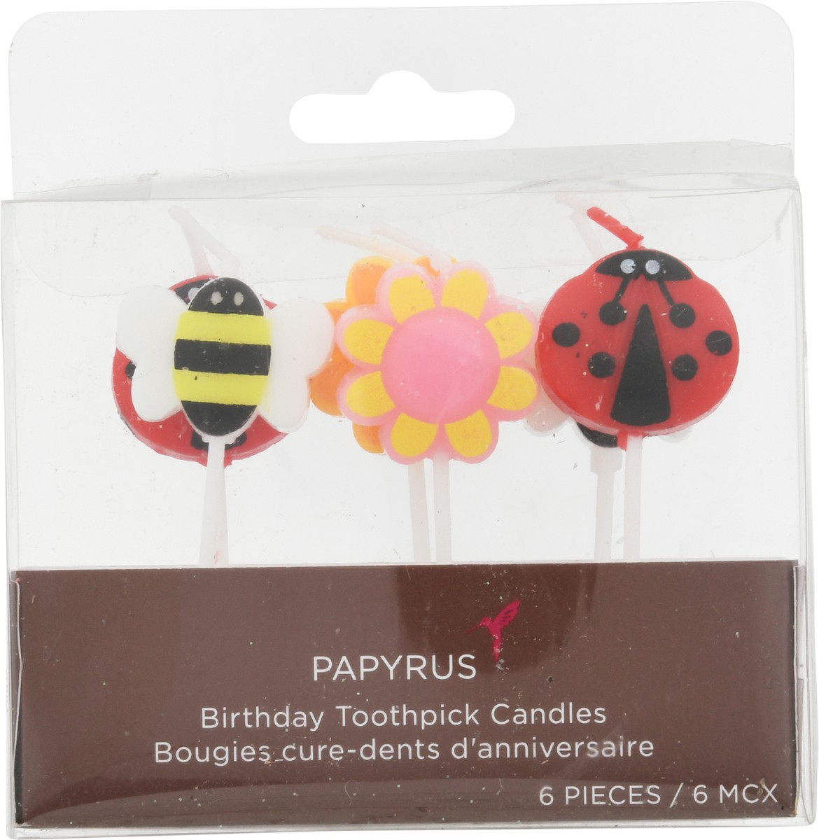 slide 8 of 10, Papyrus Bee/Flower/Ladybud Birthday Toothpick Candles 6 ea, 6 ct