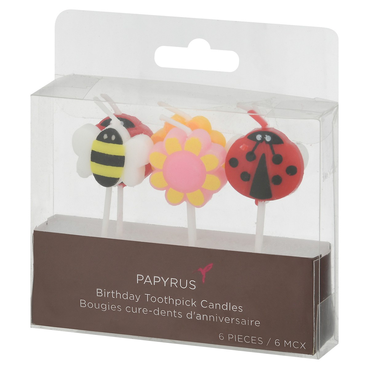 slide 10 of 10, Papyrus Bee/Flower/Ladybud Birthday Toothpick Candles 6 ea, 6 ct