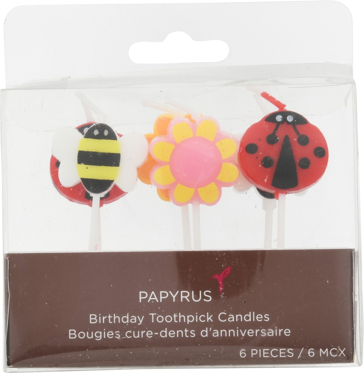 slide 1 of 10, Papyrus Bee/Flower/Ladybud Birthday Toothpick Candles 6 ea, 6 ct