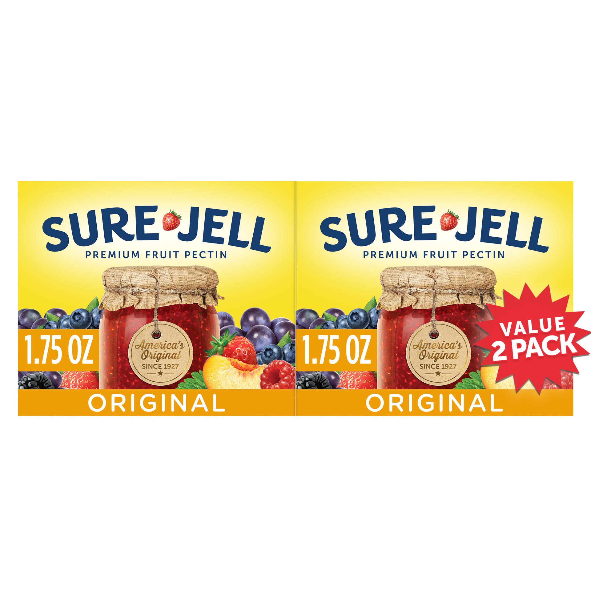 slide 1 of 9, Sure-Jell Original Premium Fruit Pectin for Homemade Jams & Jellies Value Pack, 2 ct Pack, 1.75 oz Boxes, 2 ct