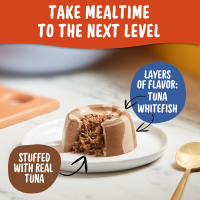 slide 8 of 19, Meow Mix Tasty Layers Swirled Pate Tuna & Whitefish Recipe Cat Food 2.75 oz, 2.75 oz