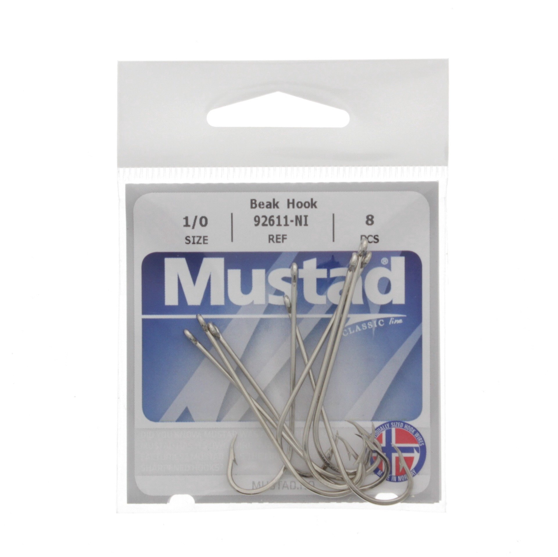 slide 1 of 1, Mustad Beak Hook Size 1/0, 1 ct
