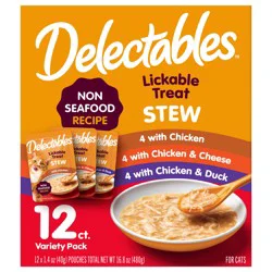 Hartz Delectables Stew Non-Seafood Lickable Cat Treats Variety Pack, 12ct