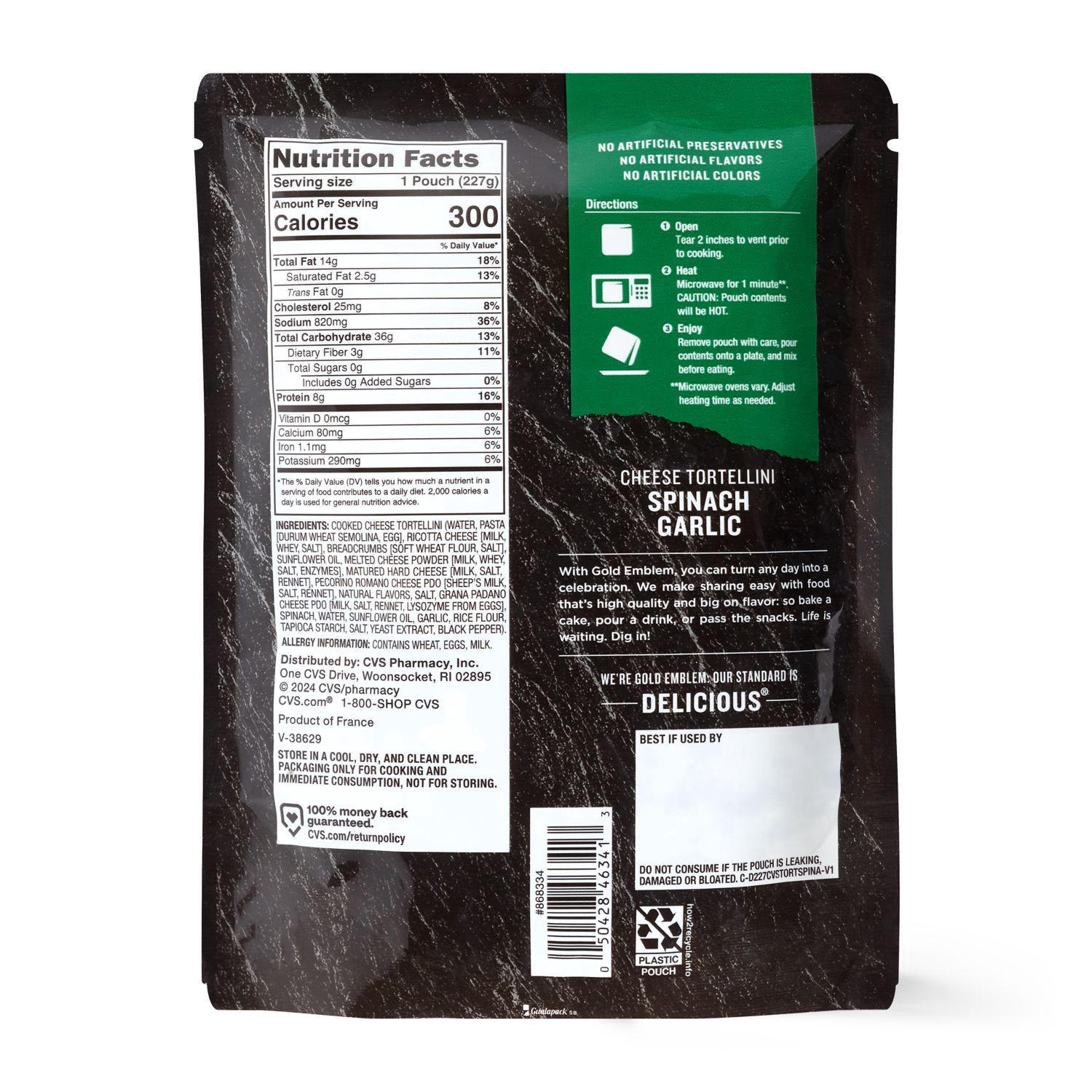 slide 3 of 3, WELL MARKET Wm Cheese Tortellini Spinach Garlic, 8 oz