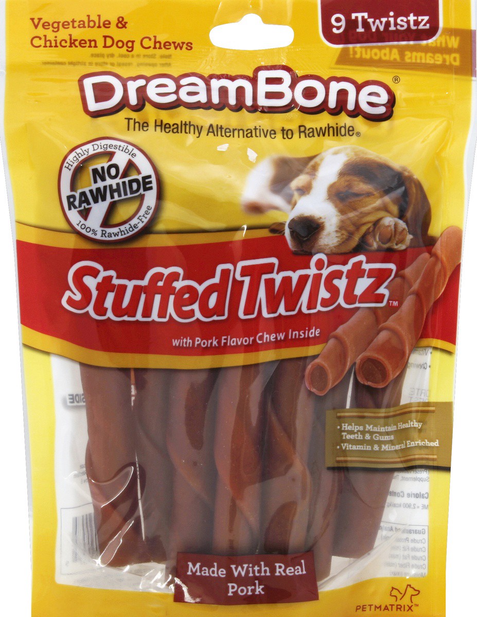 slide 2 of 2, DreamBone Dream Bone Stuffed Twistz W/Pork Flavor, 9 ct