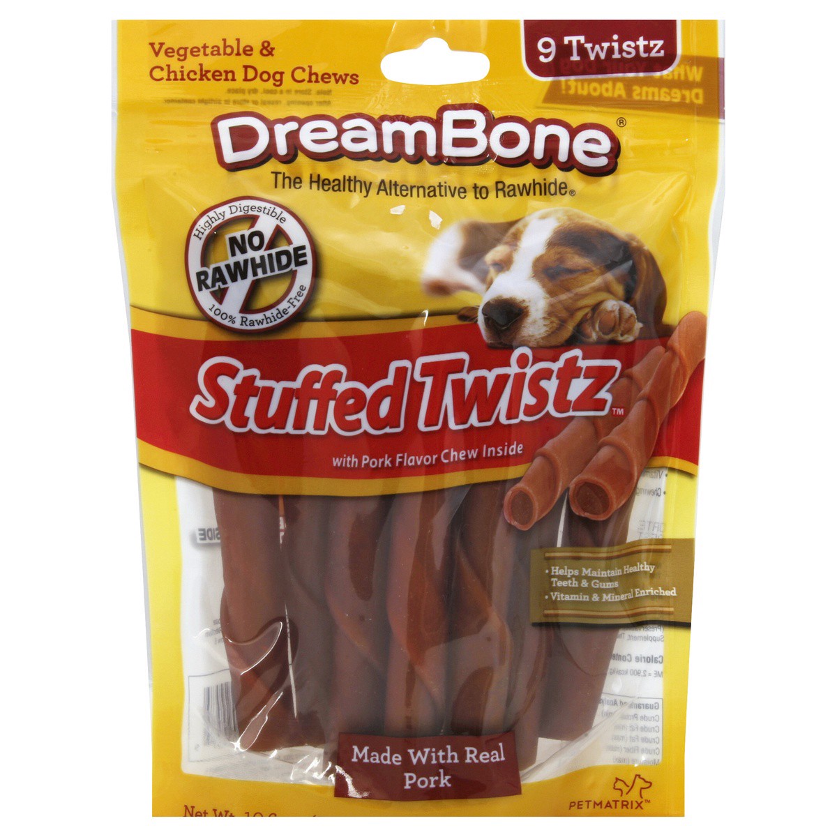 slide 1 of 2, DreamBone Dream Bone Stuffed Twistz W/Pork Flavor, 9 ct