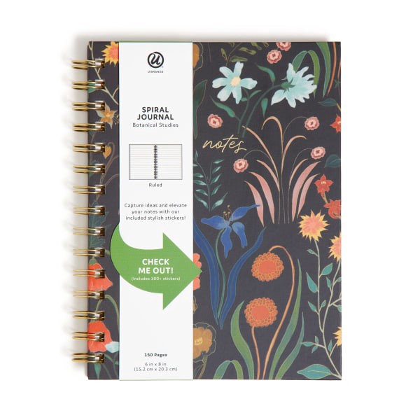 slide 7 of 9, U Brands® Spiral Journal, 6"" x 8"", College Rule, 150 Pages (75 Sheets), Black Botanical Studies, 1 ct