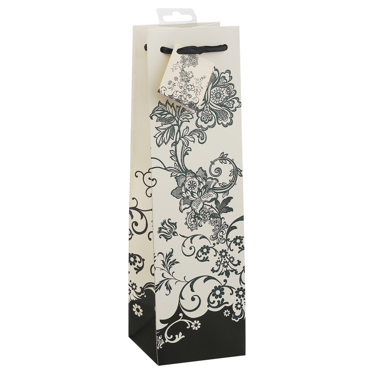 slide 5 of 10, Cakewalk true Floral Chic Wine Bag, Black/White, 1 ct