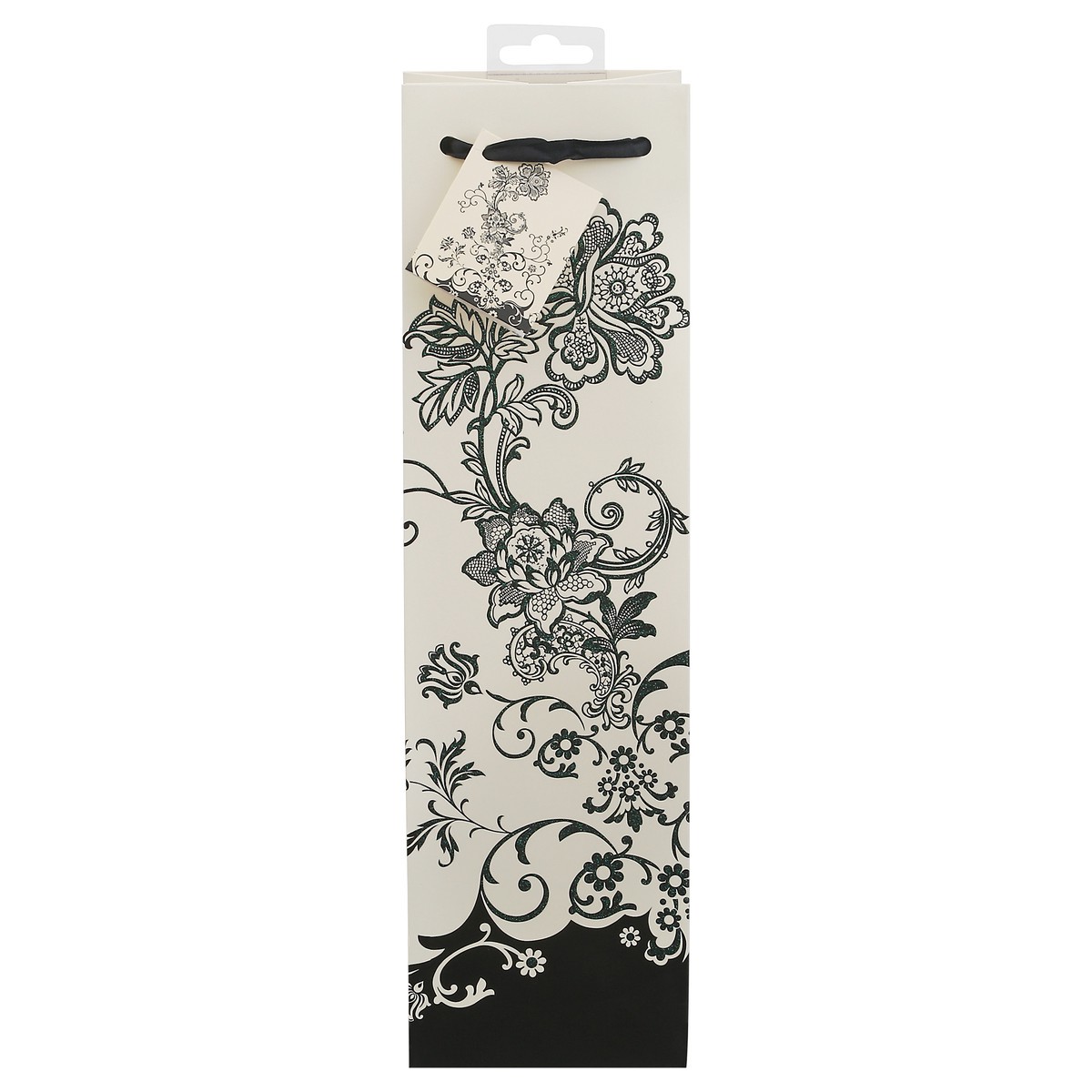 slide 1 of 10, Cakewalk true Floral Chic Wine Bag, Black/White, 1 ct