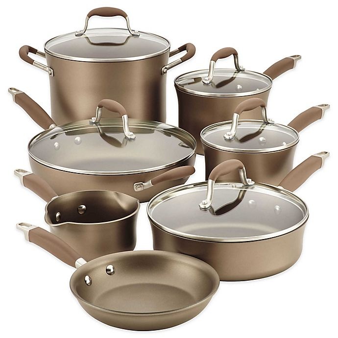 slide 1 of 2, Anolon Advanced Umber Hard Anodized Nonstick Cookware Set, 12 ct