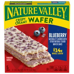 Nature Valley Crispy Creamy Wafer Bars, Blueberry, Whole Grain, 5 Bars, 6.5 oz
