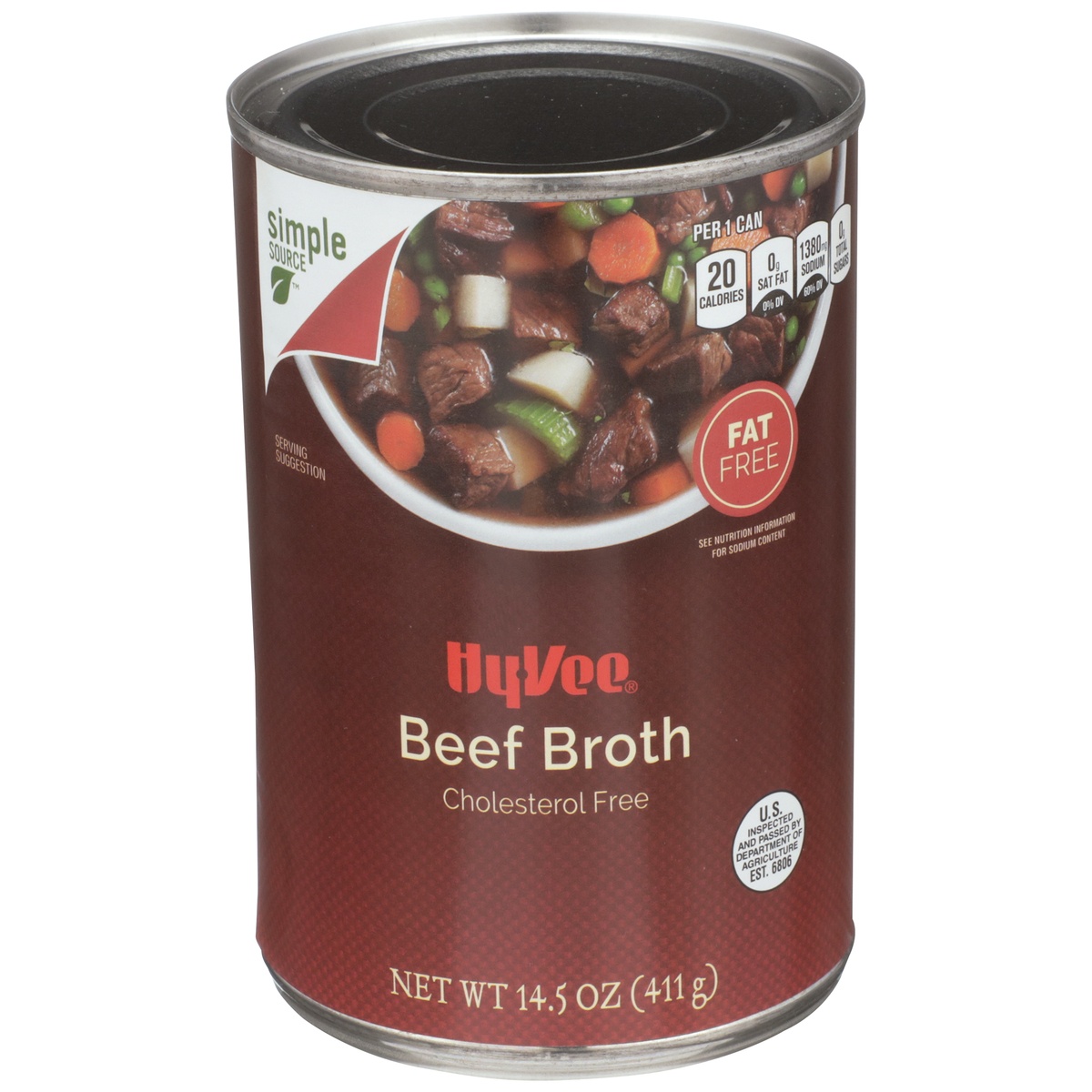 slide 1 of 1, Hy-vee Beef Fat Free Broth, 14.5 fl oz