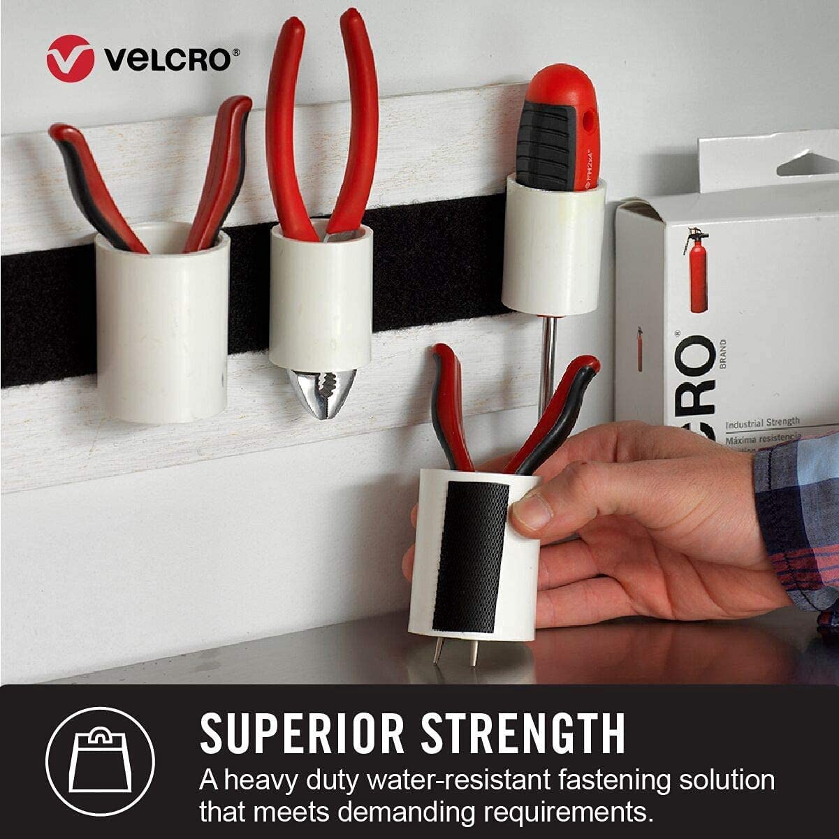 slide 5 of 6, VELCRO Brand Velcro Industrial Strength Heavy Duty Stick On Roll - Black, 15 ft x 2 in