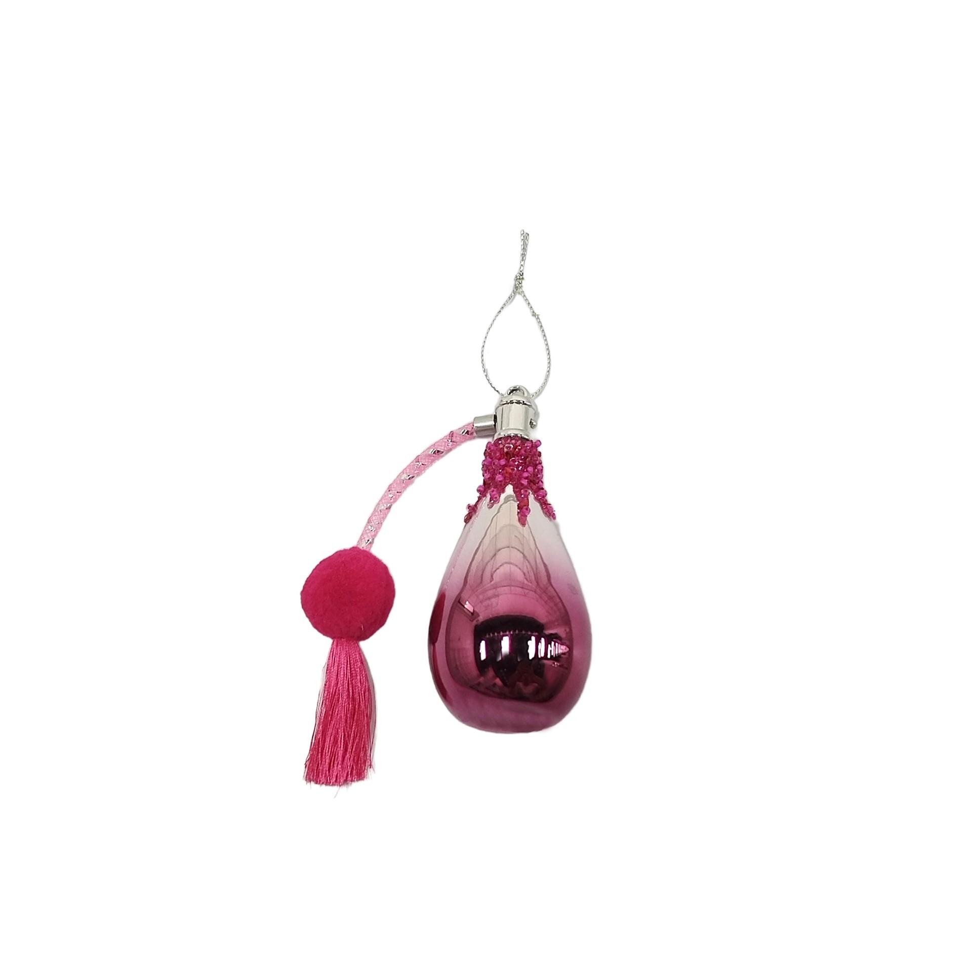 slide 2 of 2, 4.25" Pink Perfume Bottle Glass Ornament By Ashland, 2.5 in x 1.88 in x 4.25 in