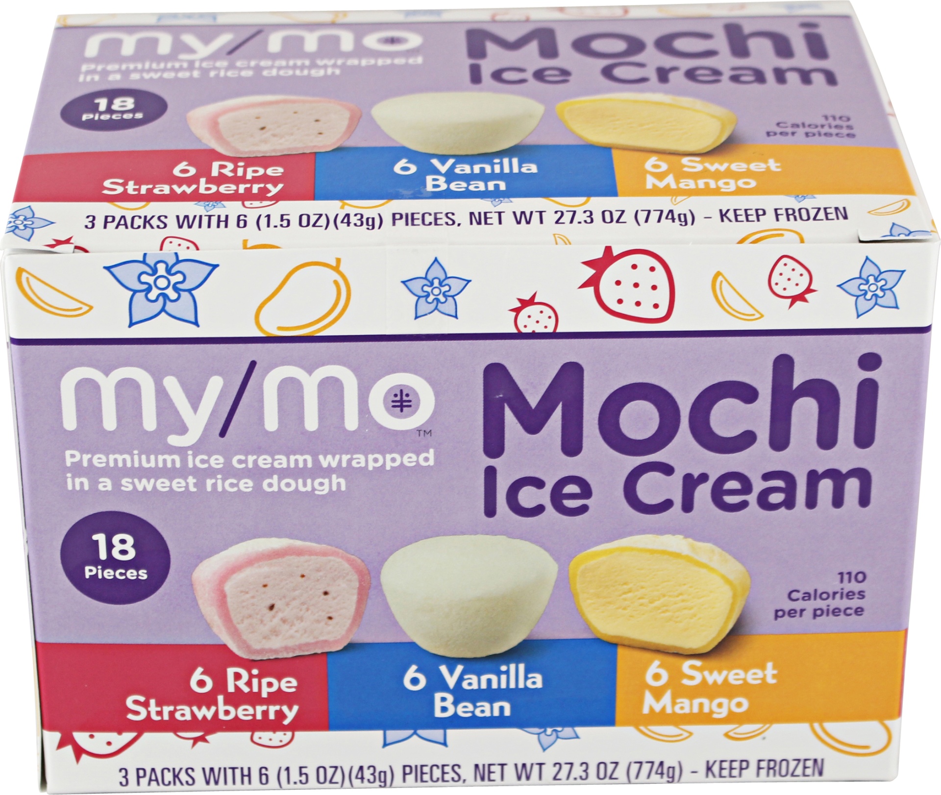 slide 1 of 2, My/Mo Mochi Ice Cream Variety Strawberry, Vanilla, and Mango, 