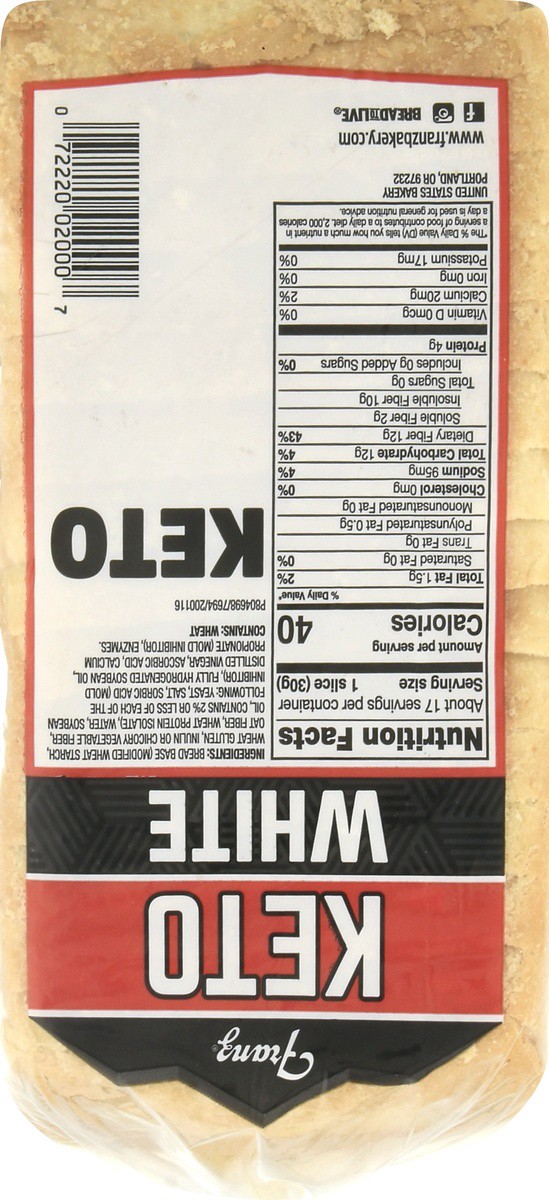 slide 9 of 9, Franz Keto White Bread 18 oz, 18 oz