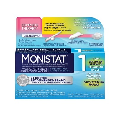 slide 1 of 5, Monistat Complete Therapy Treatment Ovule Antifungal Cream, 0.32 oz