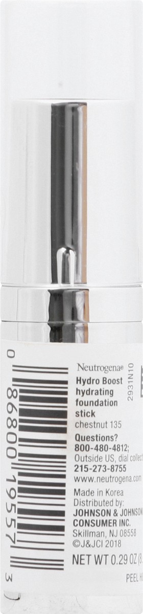 slide 3 of 9, Neutrogena Hydro Boost Hydrating Foundation Stick with Hyaluronic Acid, Oil-Free & Non-Comedogenic Moisturizing Makeup for Smooth Coverage & Radiant-Looking Skin, Chestnut, 0.29 oz, 0.29 oz