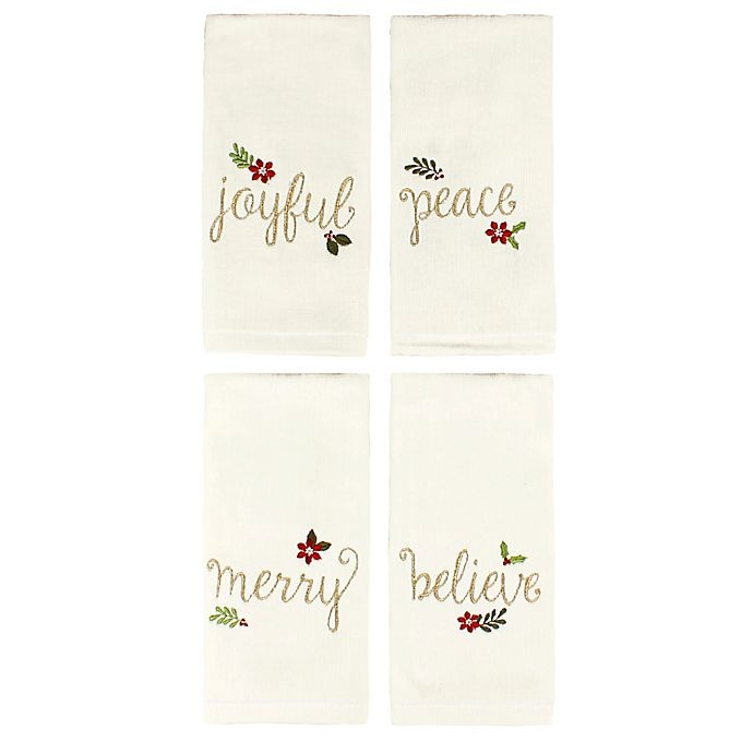 slide 1 of 2, Winter Wonderland Holiday Script Fingertip Towels, 4 ct