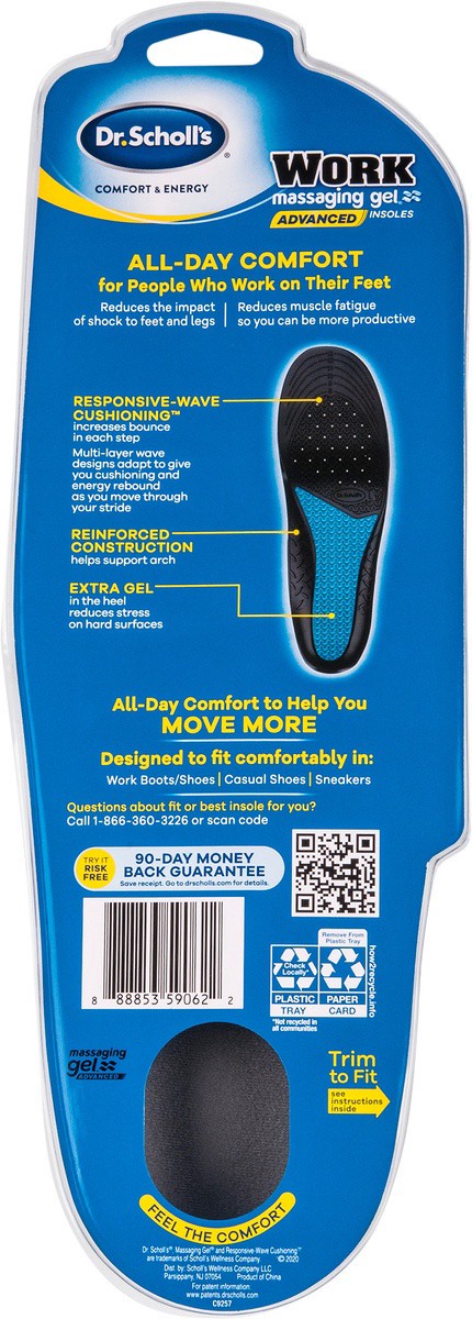 slide 4 of 6, Dr. Scholl's Men's Work Massaging Gel Advanced Insoles, 2 ct