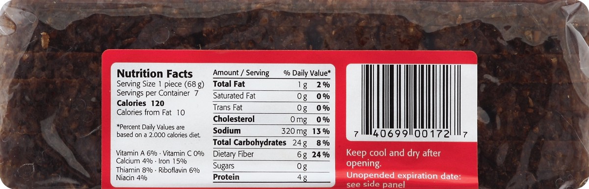 slide 2 of 5, Delba Whole Rye Bread, 6.75 oz