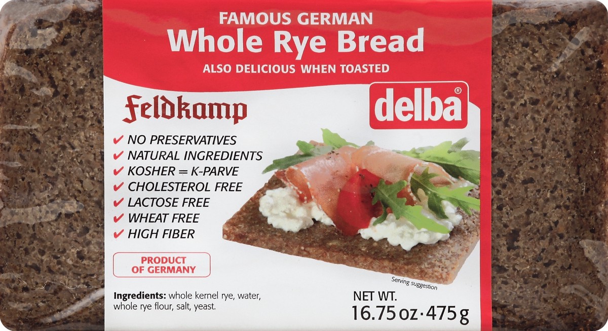 slide 1 of 5, Delba Whole Rye Bread, 6.75 oz