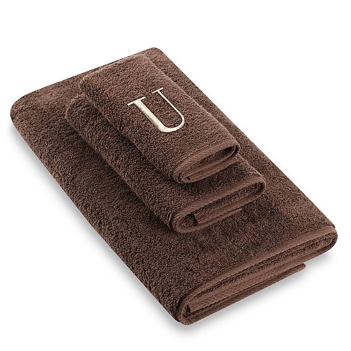 slide 1 of 1, Avanti Premier Ivory Block Monogram Letter U'' Fingertip Towel - Mocha'', 1 ct