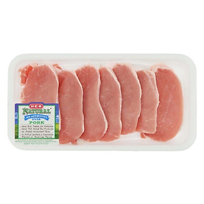 slide 1 of 1, H-E-B Natural Pork Center Loin Chop Boneless Wafer Thin, per lb