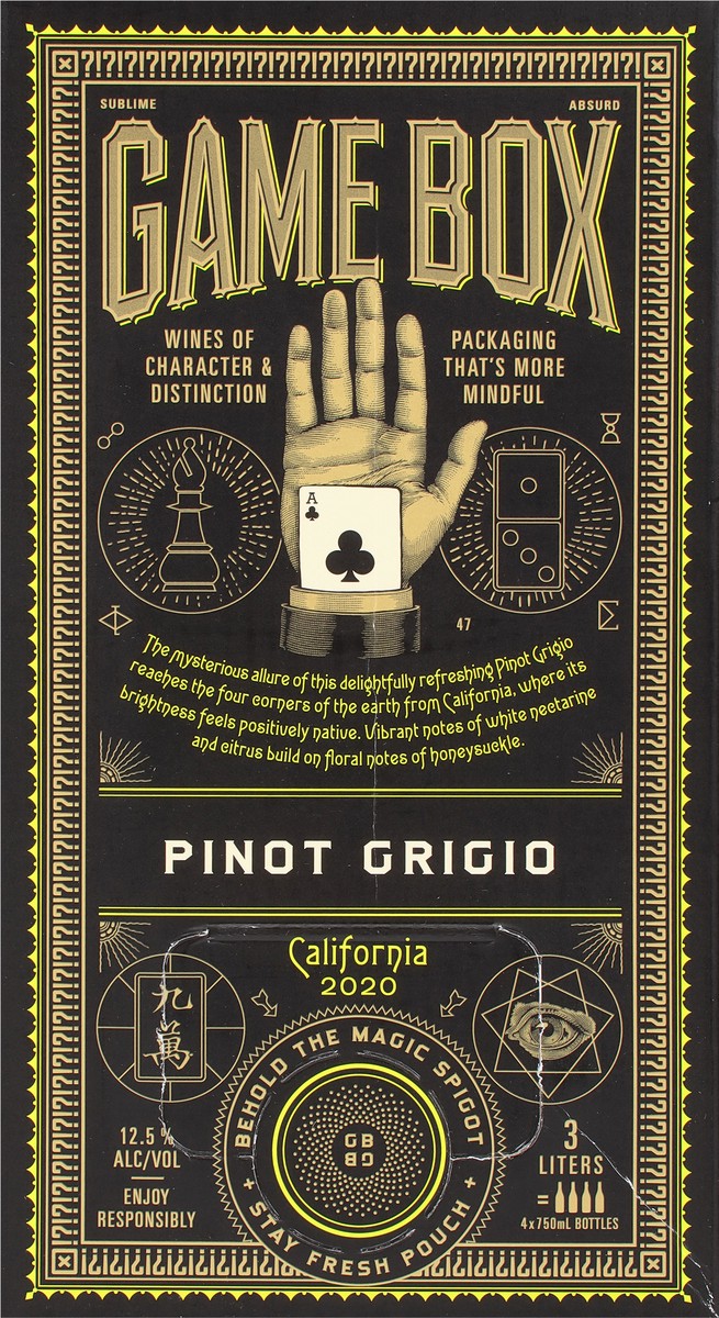 slide 4 of 9, Game Box Pinot Grigio, 3000 fl oz
