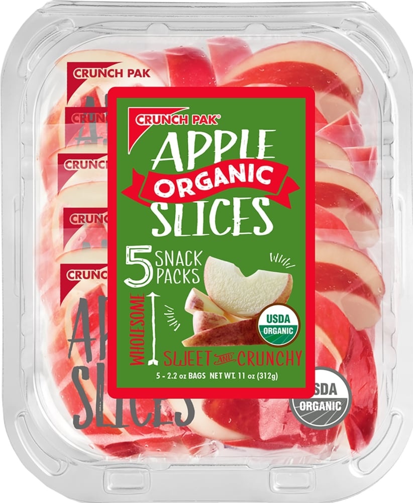 slide 1 of 1, Crunch Pak Organic Apple Slices Snack Packs, 5 ct; 2.2 oz