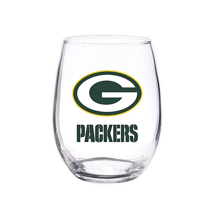 slide 1 of 1, NFL Green Bay Packers 16 oz. Clear Plastic Stemless Wine Glasses Set, 4 ct