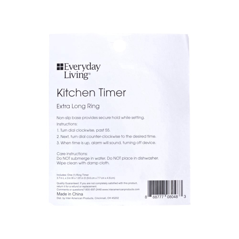 slide 2 of 3, Everyday Living Extra Long Ring Kitchen Timer, 1 ct
