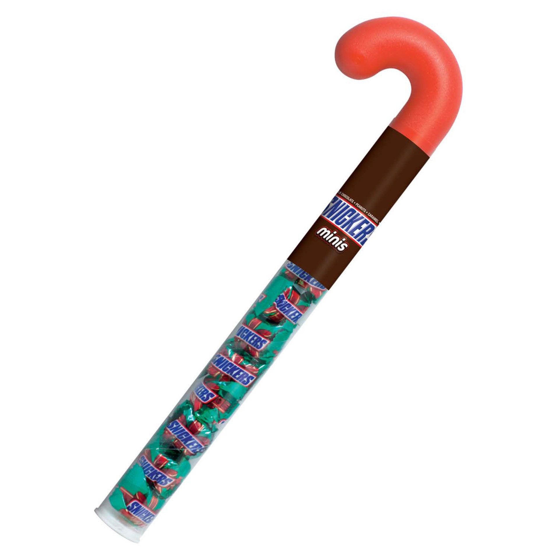 slide 1 of 2, SNICKERS Christmas Minis Size Chocolate Candy Cane Tube 3.08-Ounce Tube, 3.08 oz