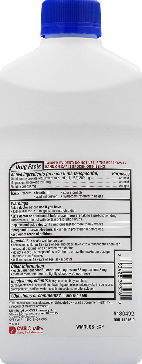 slide 8 of 11, CVS Health Antacid Liquid Regular Strength, Cooling Mint, 26 Oz, 1 ct