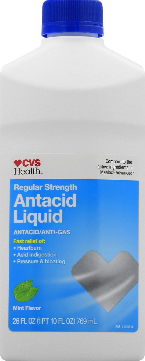 slide 1 of 11, CVS Health Antacid Liquid Regular Strength, Cooling Mint, 26 Oz, 1 ct