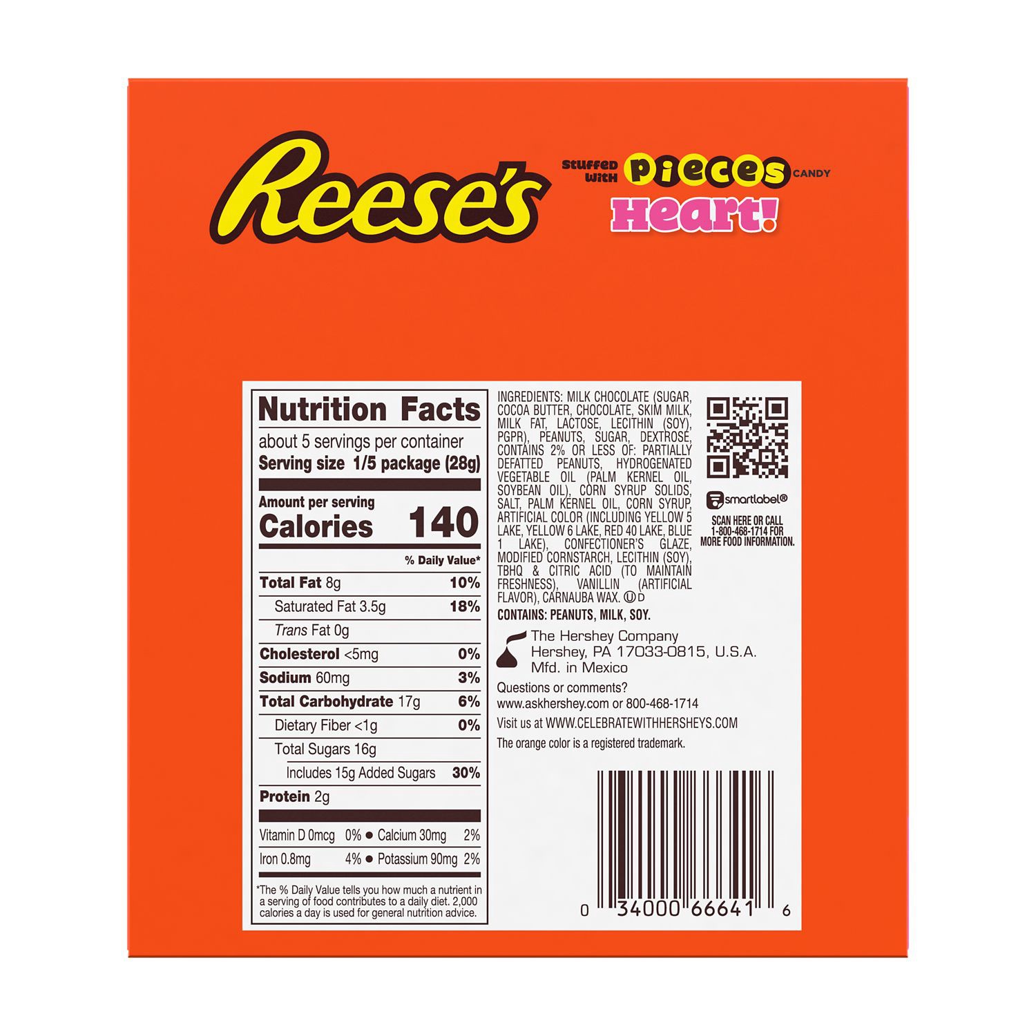 slide 3 of 3, Reese's Stuffed with PIECES Candy Milk Chocolate Peanut Butter Heart Candy, 5 oz, Gift Box, 5 oz