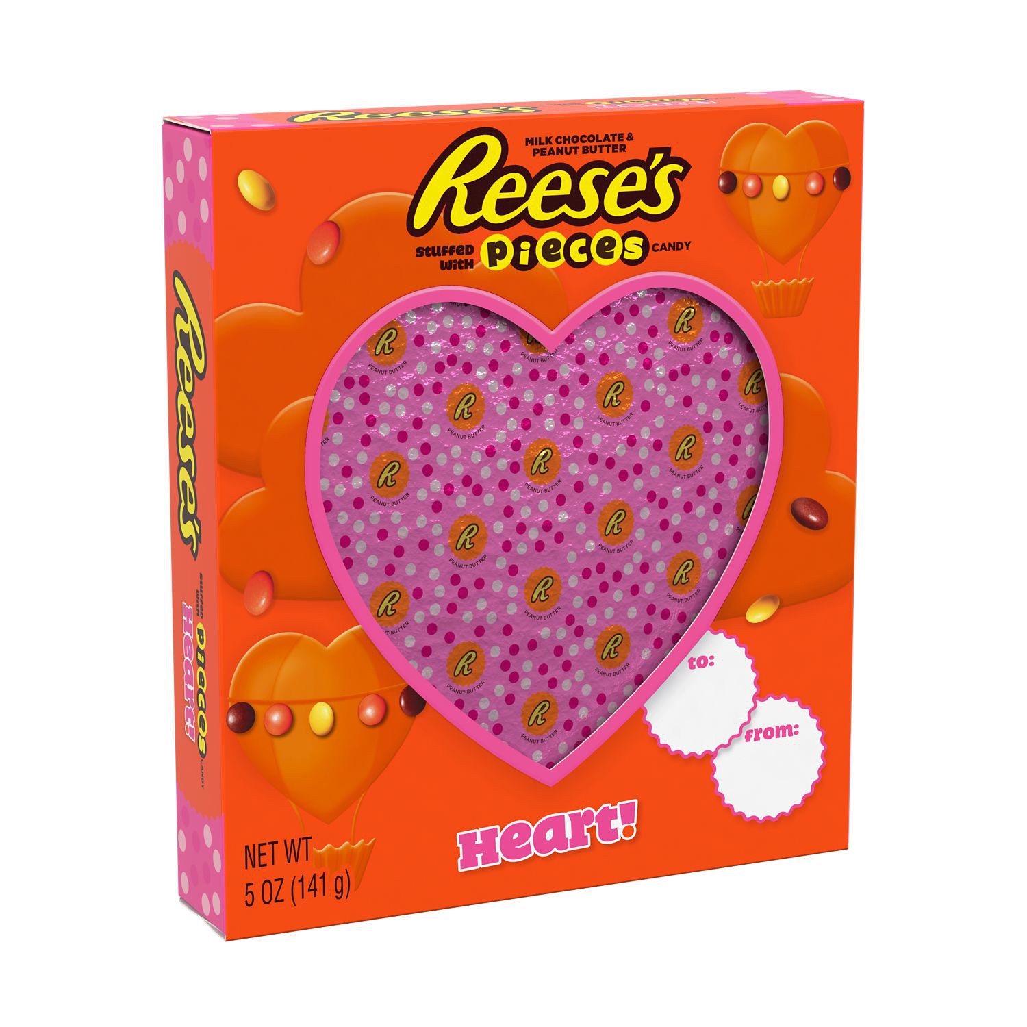 slide 1 of 3, Reese's Stuffed with PIECES Candy Milk Chocolate Peanut Butter Heart Candy, 5 oz, Gift Box, 5 oz