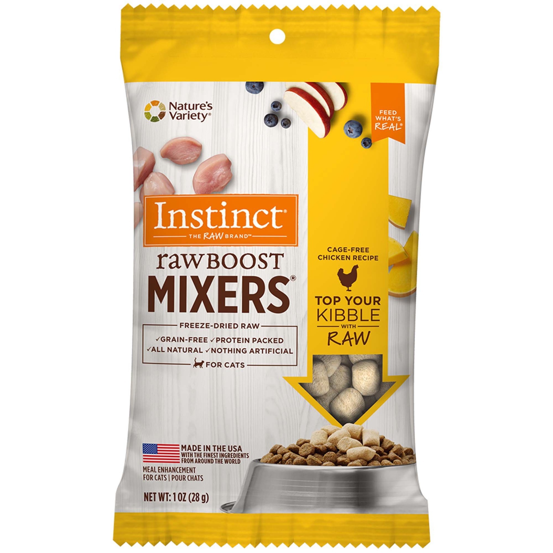 slide 1 of 1, Nature's Variety Instinct Freeze Dried Raw Boost Mixers Grain Free Chicken All Natural Cat Food Topper, 1 oz