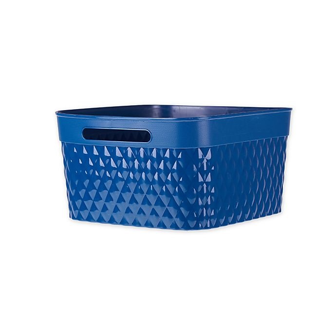 slide 1 of 1, Starplast Large Rectangular Quilted Flex Storage Basket - Blue, 1 ct