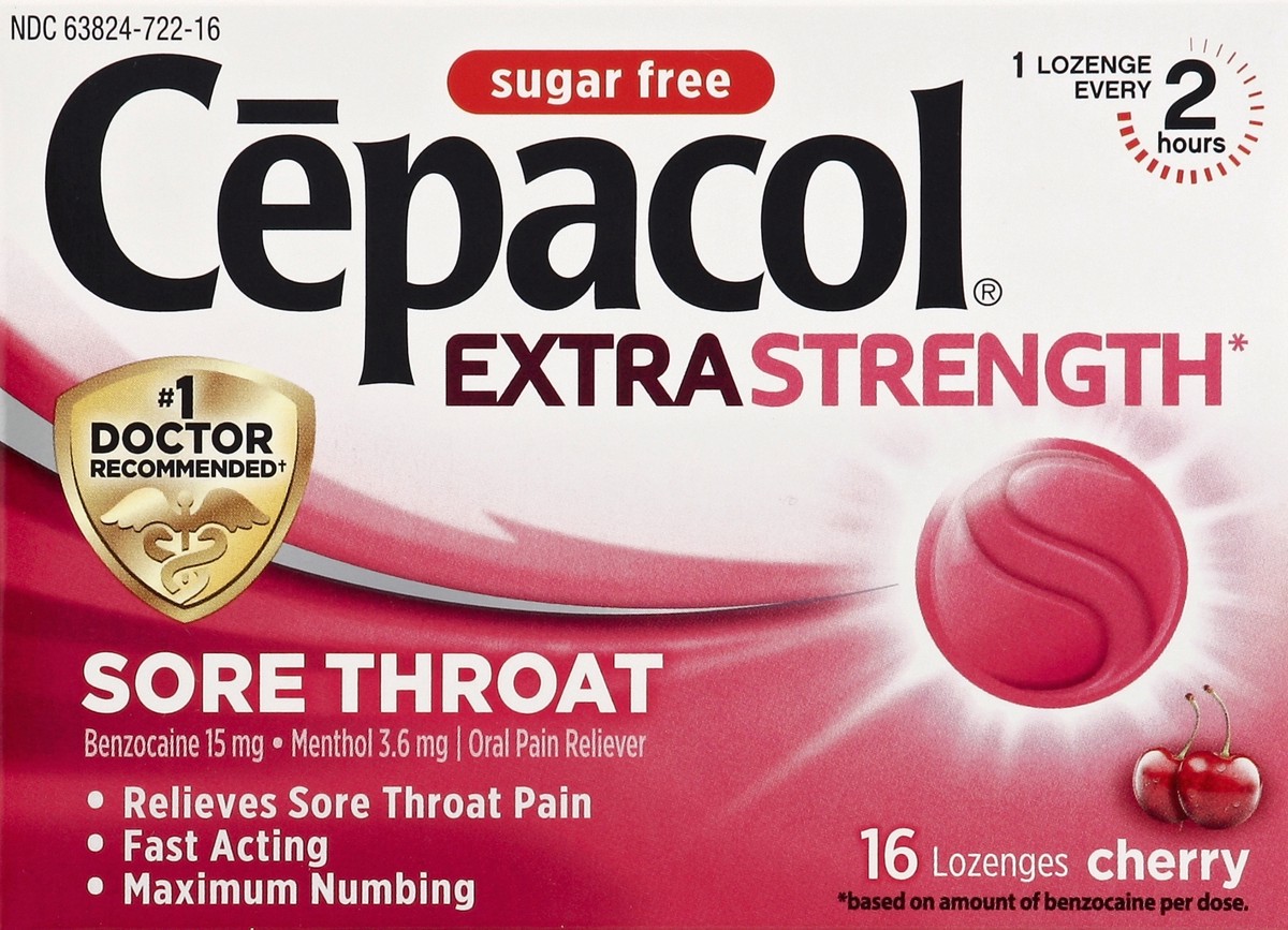 slide 3 of 4, Cepacol Sugar-Free Cherry Sore Throat Lozenges, 16 ct