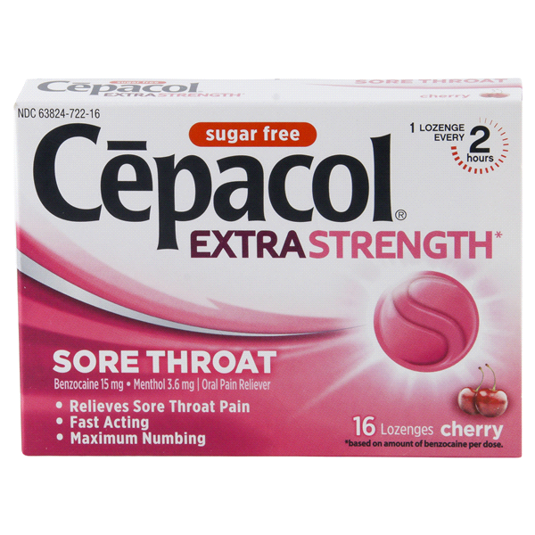 slide 1 of 4, Cepacol Sugar-Free Cherry Sore Throat Lozenges, 16 ct