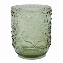 Creative Co-Op Embossed Drinking Glass - Green