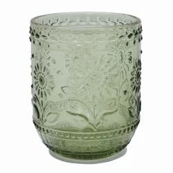 Creative Co-Op Embossed Drinking Glass - Green