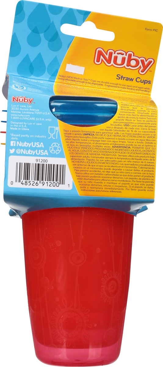 slide 4 of 9, Nuby Wash or Toss 10 Ounce Cups, Straws & Lids 1 ea, 1 ct