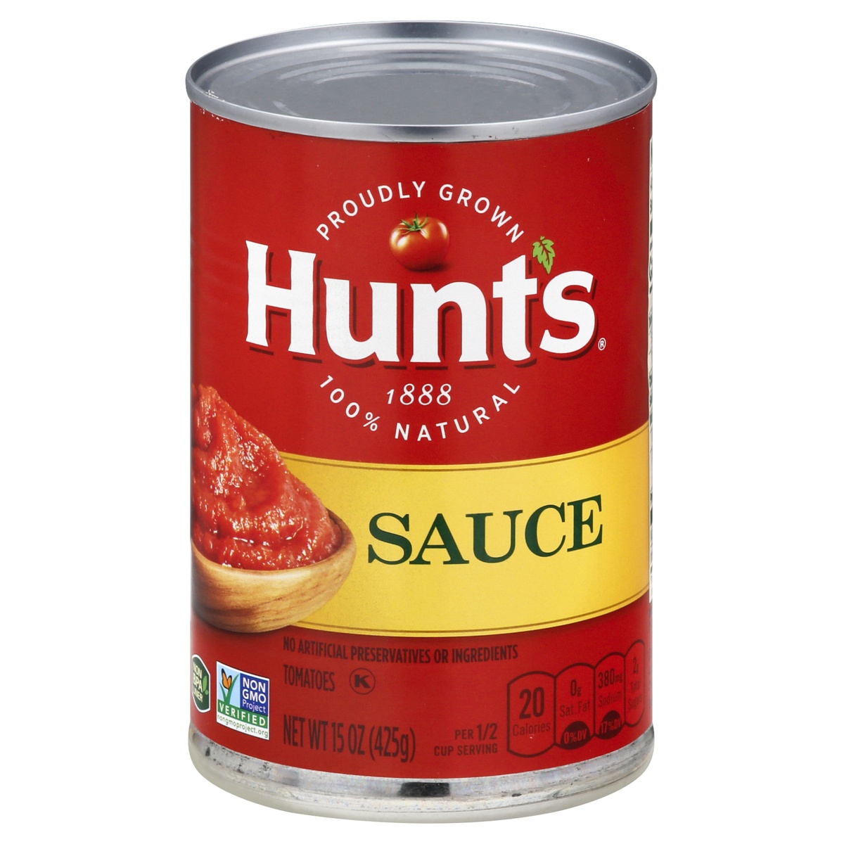 slide 1 of 1, Hunt's 100% Natural Tomato Sauce, 15 oz