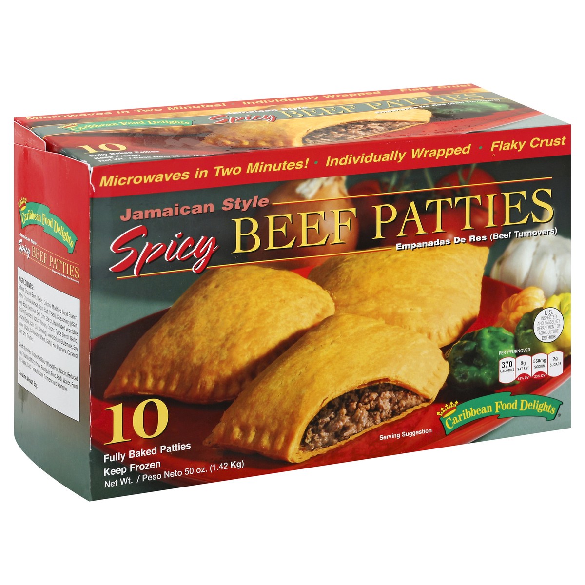 slide 5 of 5, Caribbean Food Delights Beef Patties Spicy Jamaican Style, 10 ct
